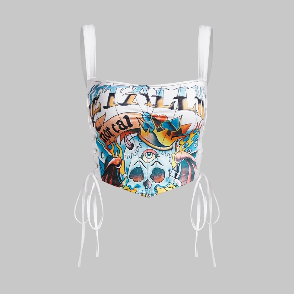 White Skull Top Tank Top & Cami, size medium